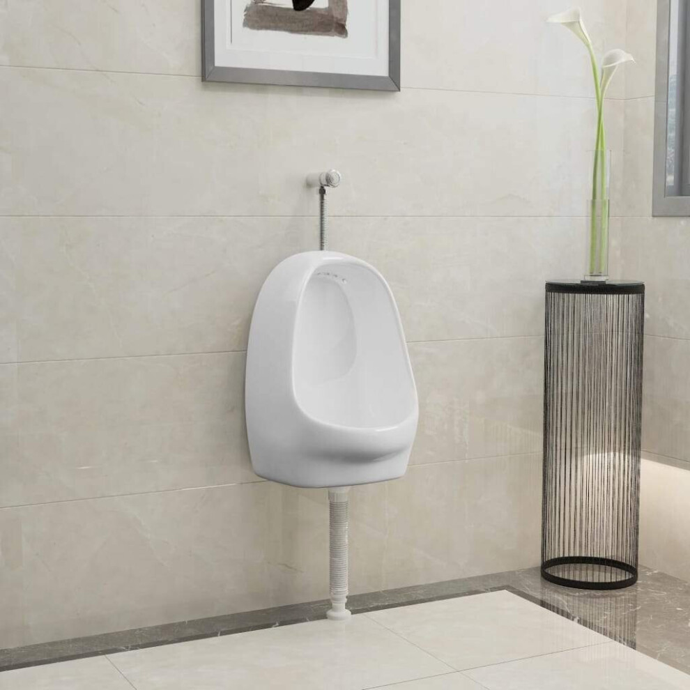vidaXL Wall Hung Urinal with Flush Valve Ceramic White Wall-mounted Urinal