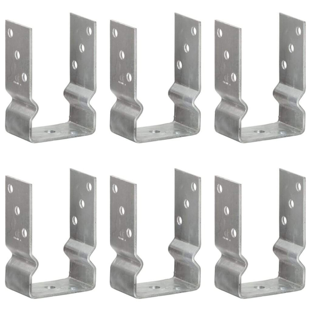 Vidaxl 6X Fence Anchors Silver 9X6x15 Cm Galvanised Steel Ground Anchor Post 8719883808444