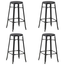 vidaXL 6x Bar Stools Black Steel Kitchen Furniture Chair Dining Room Seat