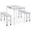 vidaXL Folding Camping Table with 2 Benches Aluminium White Hiking Table Set 1
