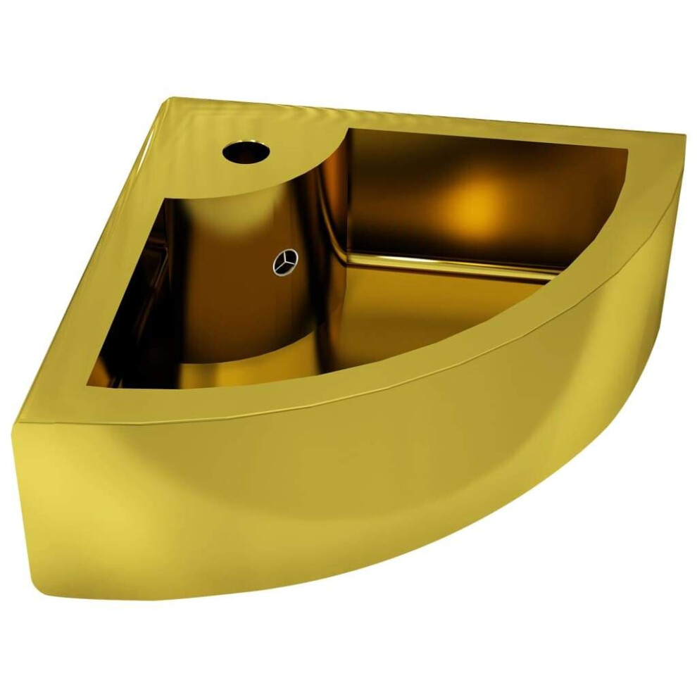 vidaXL Wash Basin with Overflow 45x32x12.5cm Ceramic Gold Bathroom Wash Sink