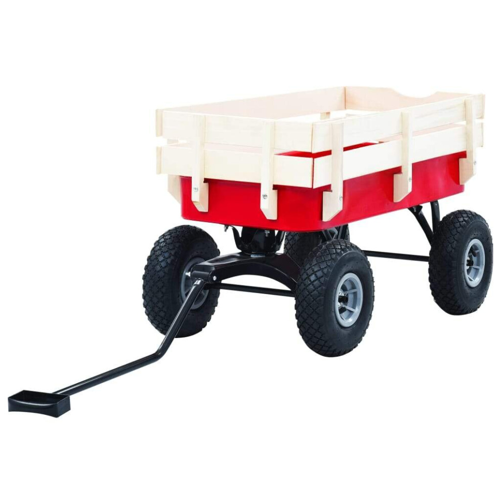 Simply Chosen 4U Hand Trolley 150 Kg Red (145508) Steel & Pinewood Garden Cart With Pu Wheels