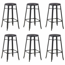 vidaXL 6x Bar Stools Black Steel Kitchen Furniture Chair Dining Room Seat