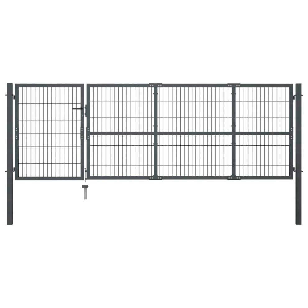 Garden Gate with Posts Steel 350x100 cm Anthracite