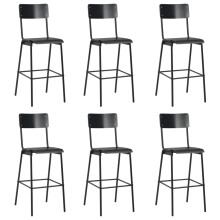vidaXL 6x Bar Chairs Black Solid Plywood Steel Kitchen Chairs Dining Seats