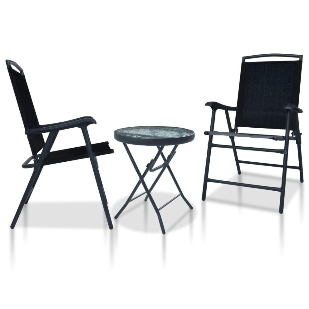 3 Piece Bistro Set Black Steel