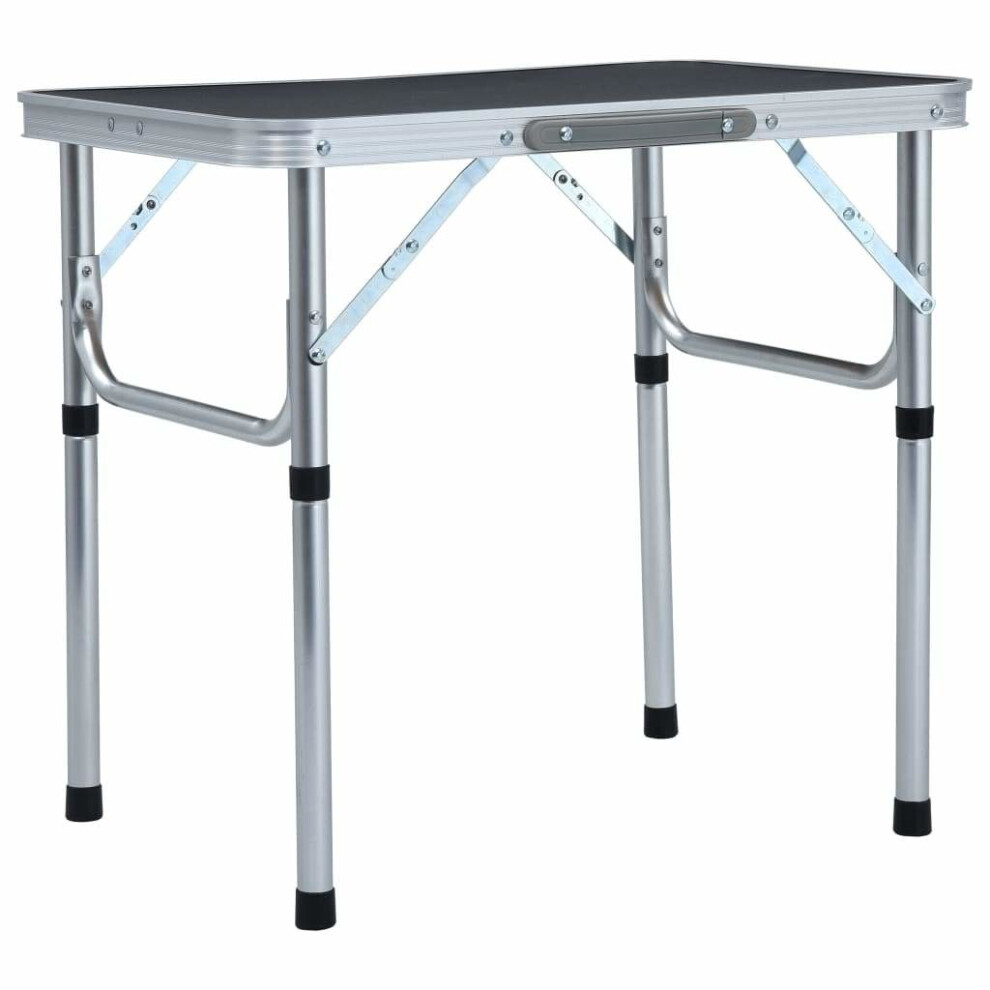 vidaXL Foldable Camping Table Aluminium 60x45cm Grey Portable Tables Desks