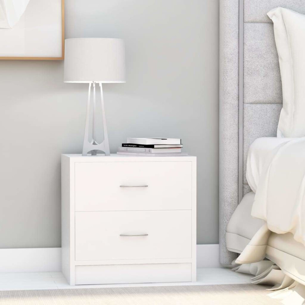Vidaxl 2X Bedside Cabinets White Engineered Wood Nightstand Sideboard Table