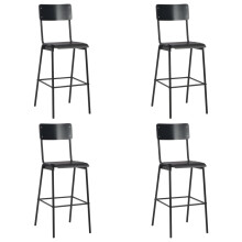 vidaXL 6x Bar Chairs Black Solid Plywood Steel Kitchen Chairs Dining Seats