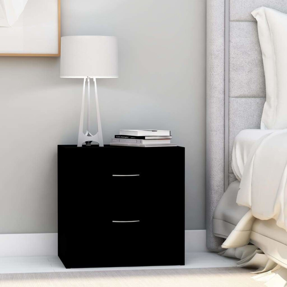 Vidaxl Bedside Cabinet Black Engineered Wood Nightstand Sideboard End Table