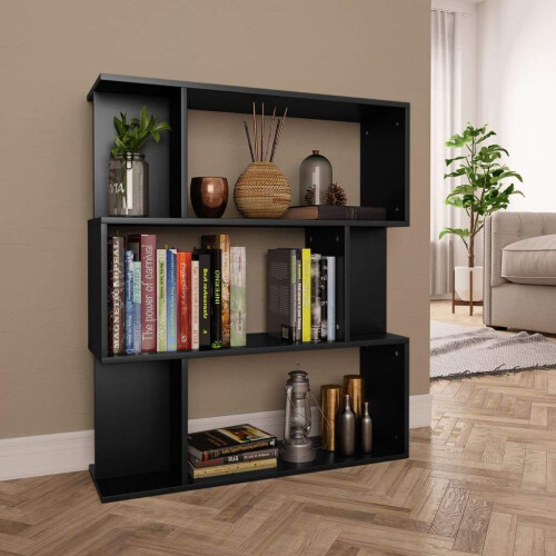 vidaXL bogreol, sort, 80x24x96 cm, træbaseret materiale