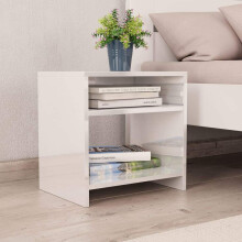 vidaXL 2x Bedside Cabinets High Gloss White Engineered Wood Couch End Table