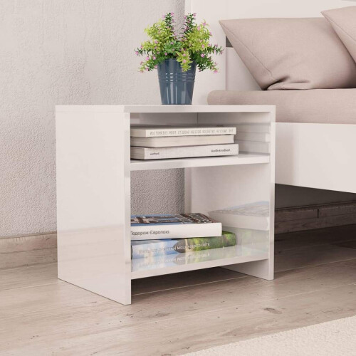 vidaXL 2x Bedside Cabinets High Gloss White Engineered Wood Couch End Table