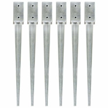 vidaXL 6x Ground Spikes Silver Galvanised Steel Garden Outdoor Soil Spear