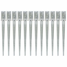 vidaXL 12x Ground Spikes Silver Galvanised Steel Garden Outdoor Soil Spear