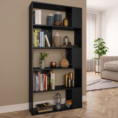 vidaXL reol/opdeler sort 80x24x159 cm spånplade