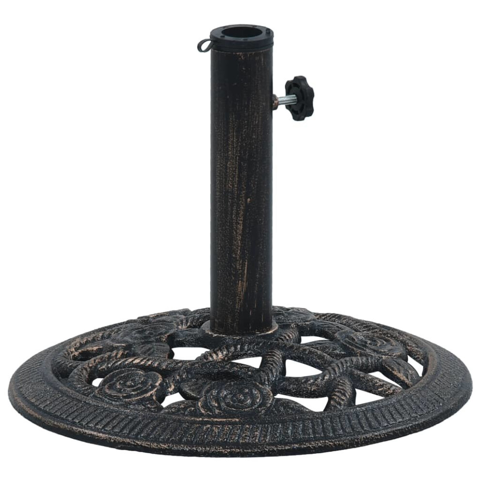 vidaXL Umbrella Base Black and Bronze 9kg 40cm Cast Iron Parasol Stand Holder