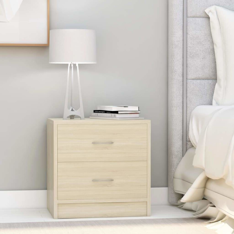 Vidaxl Bedside Cabinet Sonoma Oak Engineered Wood Nightstand Sideboard Table