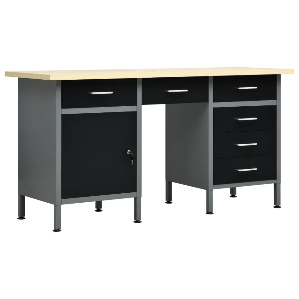 Simply Chosen 4U Vidaxl Workbench Black Steel Tool Storage And Organisation Table Workstation