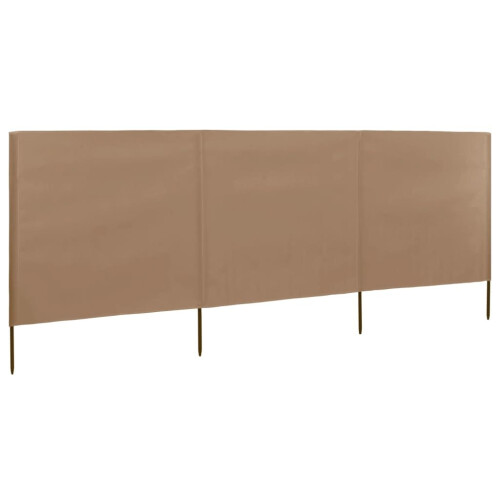 vidaXL 3-panel Wind Screen Fabric 160cm Taupe Camping Windbreak Sun Screen 1