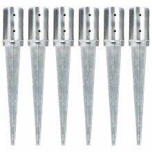 vidaXL 6x Ground Spike Silver Galvanised Steel Soil Garden Outdoor Arch Spear