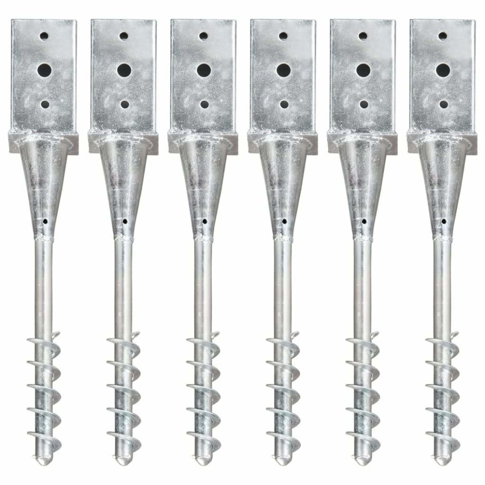 Simply Chosen 4U Silver Vidaxl 6X Ground Spike Galvanised Steel Garden Soil Spear Ground Anchor