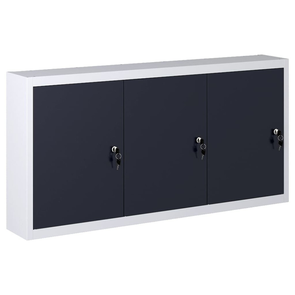 Vidaxl Wall Mounted Tool Cabinet Industrial Metal Grey And Black Organiser 8719883735832