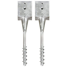 vidaXL 2x Ground Spike Silver Galvanised Steel Replacement Soil Garden Spear