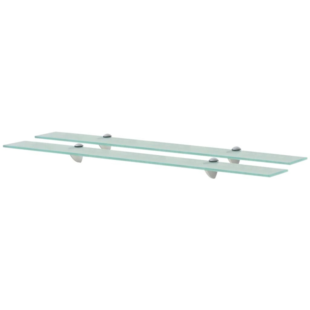 Vidaxl 2X Floating Shelves Glass 90X10cm 8Mm Wall Mounted Shelf Display Stand