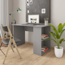 vidaXL Desk Engineered Wood Grey Office Workstation Writing Computer Desk