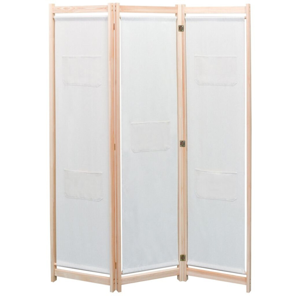 vidaXL 3-Panel Room Divider Cream 120x170cm Fabric Folding Screen Partitions