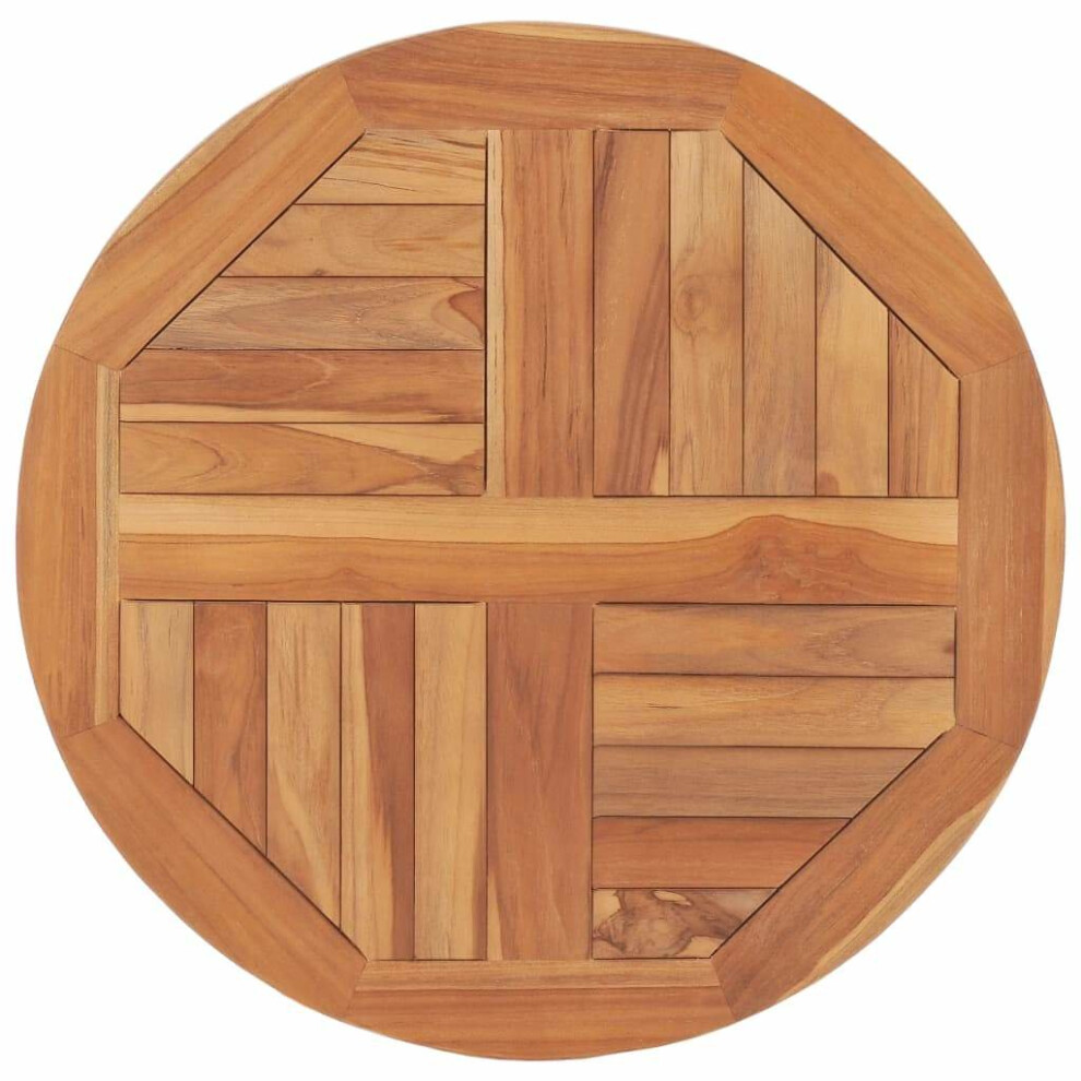 vidaXL Solid Teak Wood Table Top Round 60cm Wooden Replacement Dining Tops