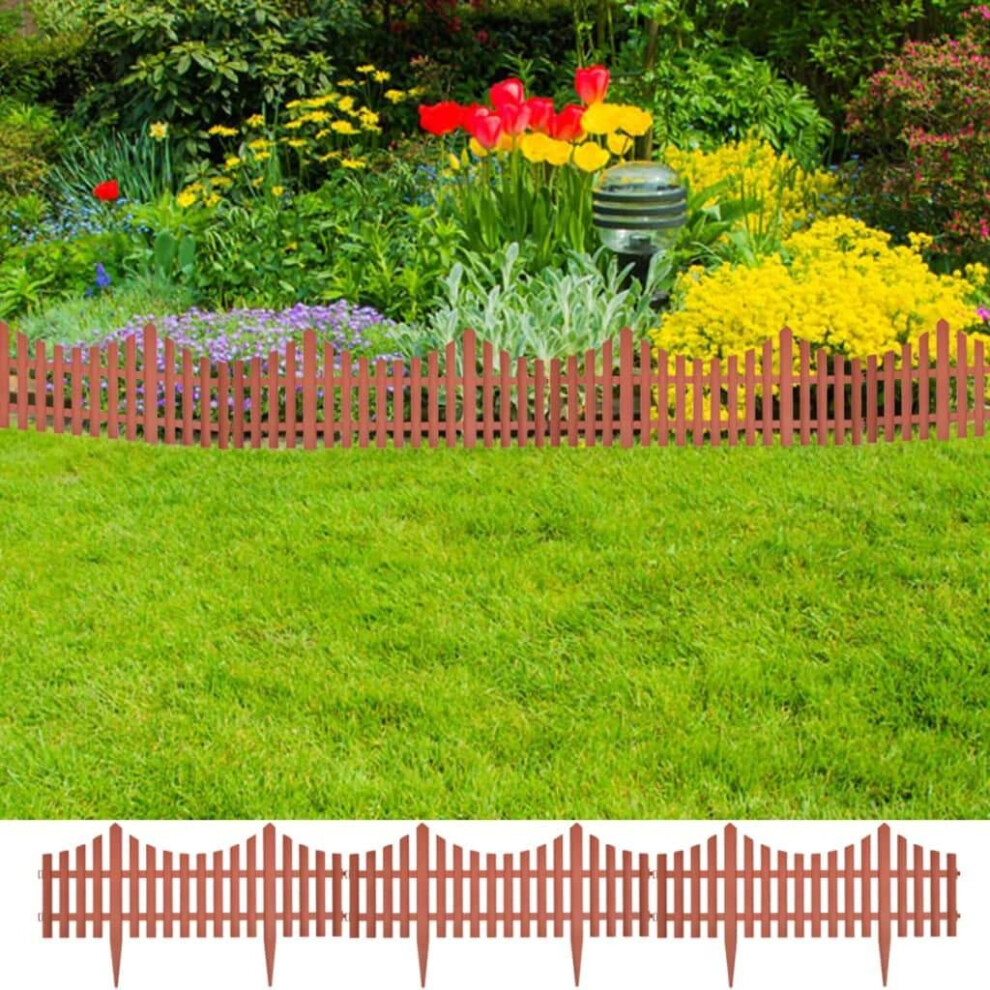 vidaXL 17x Lawn Divider Brown 10m Outdoor Garden Fence Panel Edging Barrier