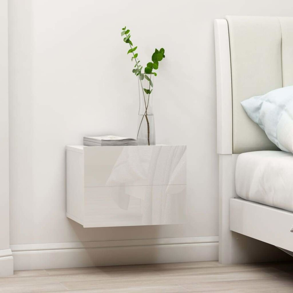 Bedside Cabinet High Gloss White 40x30x30 cm Chipboard