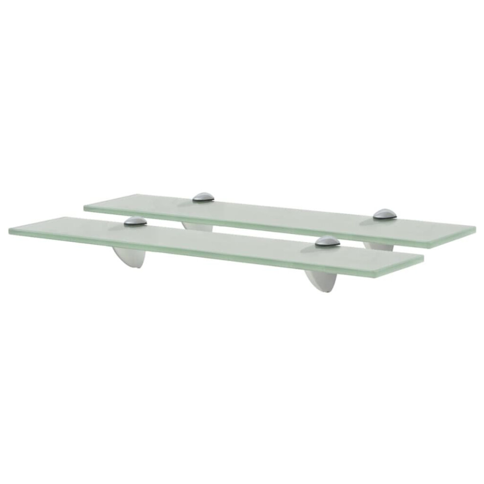 Vidaxl 2X Floating Shelves Glass 50X10cm 8Mm Wall Mounted Shelf Display Stand