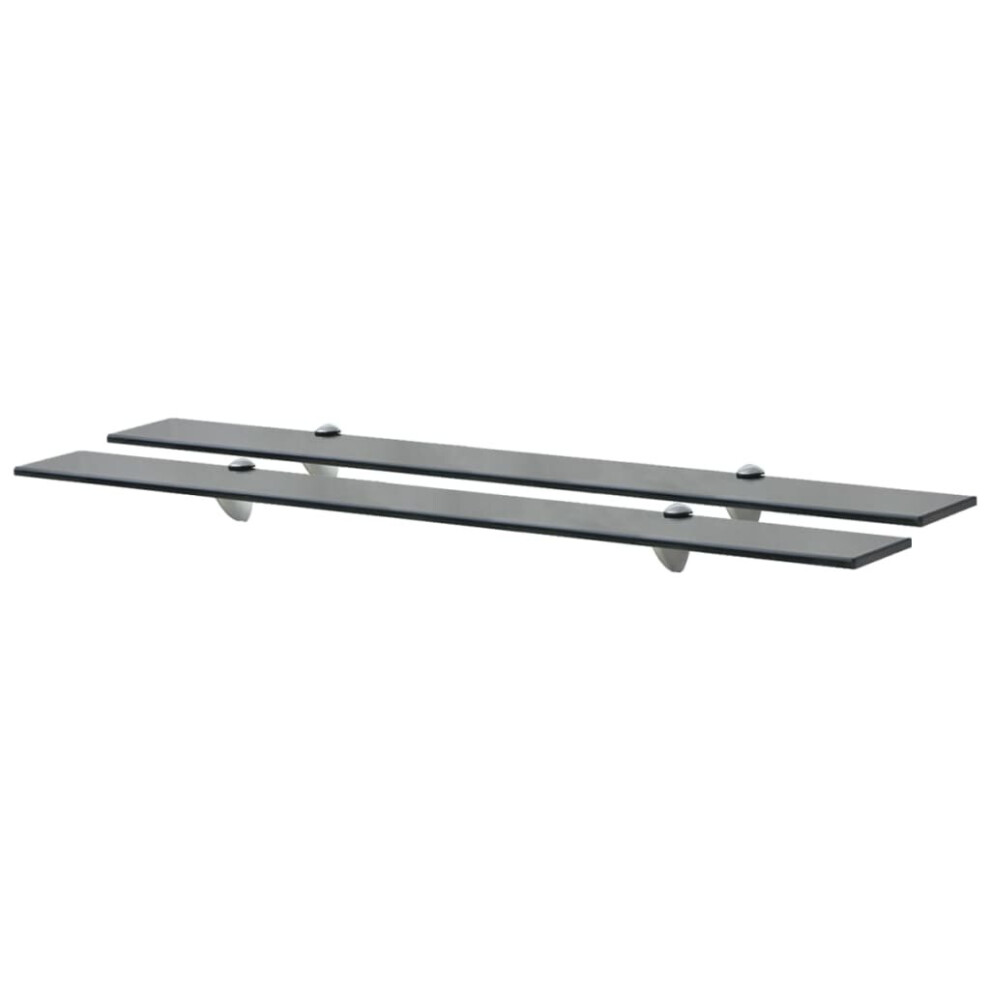 Vidaxl 2X Floating Shelves Glass 90X10cm 8Mm Wall Mounted Shelf Display Stand