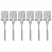 vidaXL 6x Ground Spike Silver Galvanised Steel Replacement Garden Soil Spear