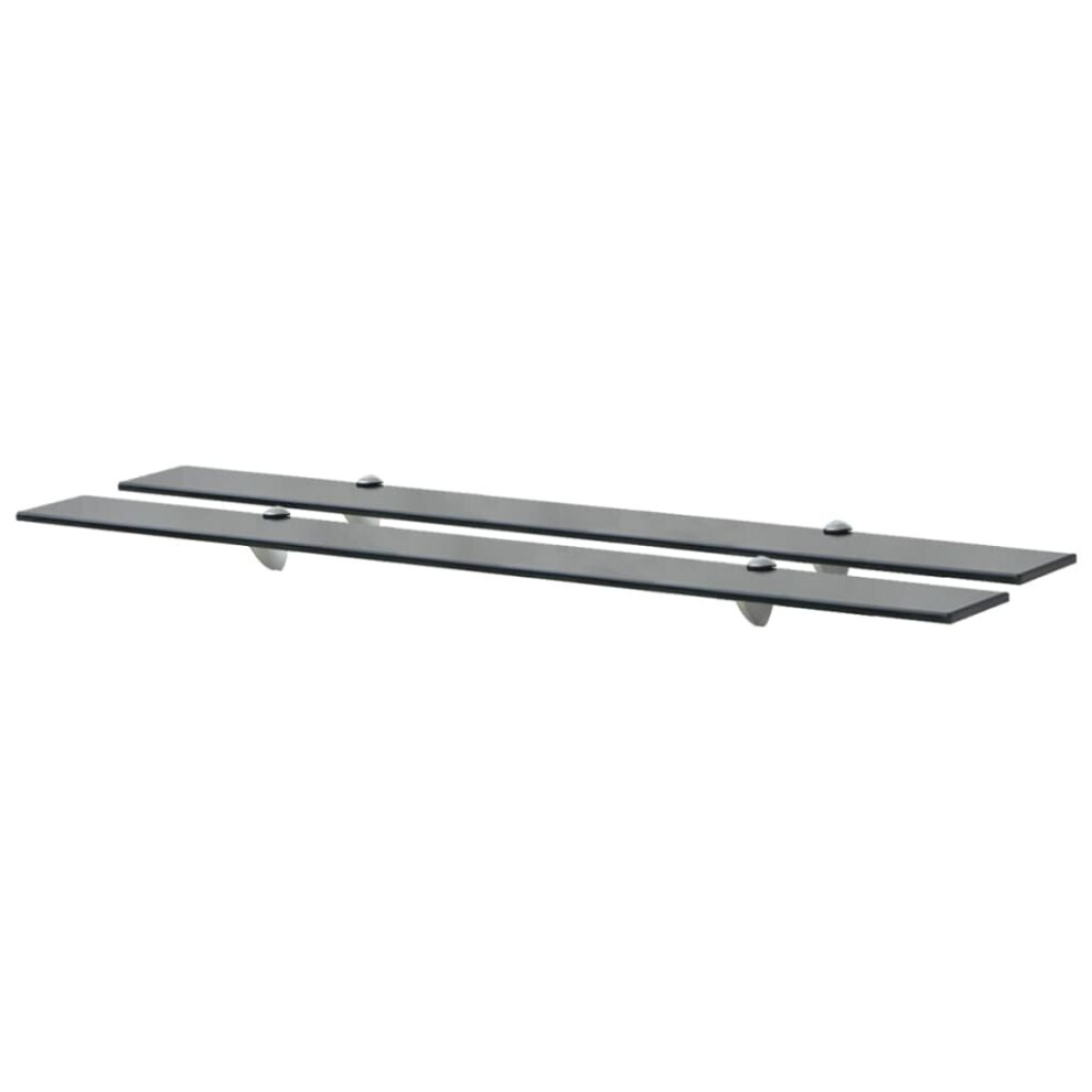 Vidaxl 2X Floating Shelves Glass 100X10cm 8Mm Wall Mounted Shelf Display Stand