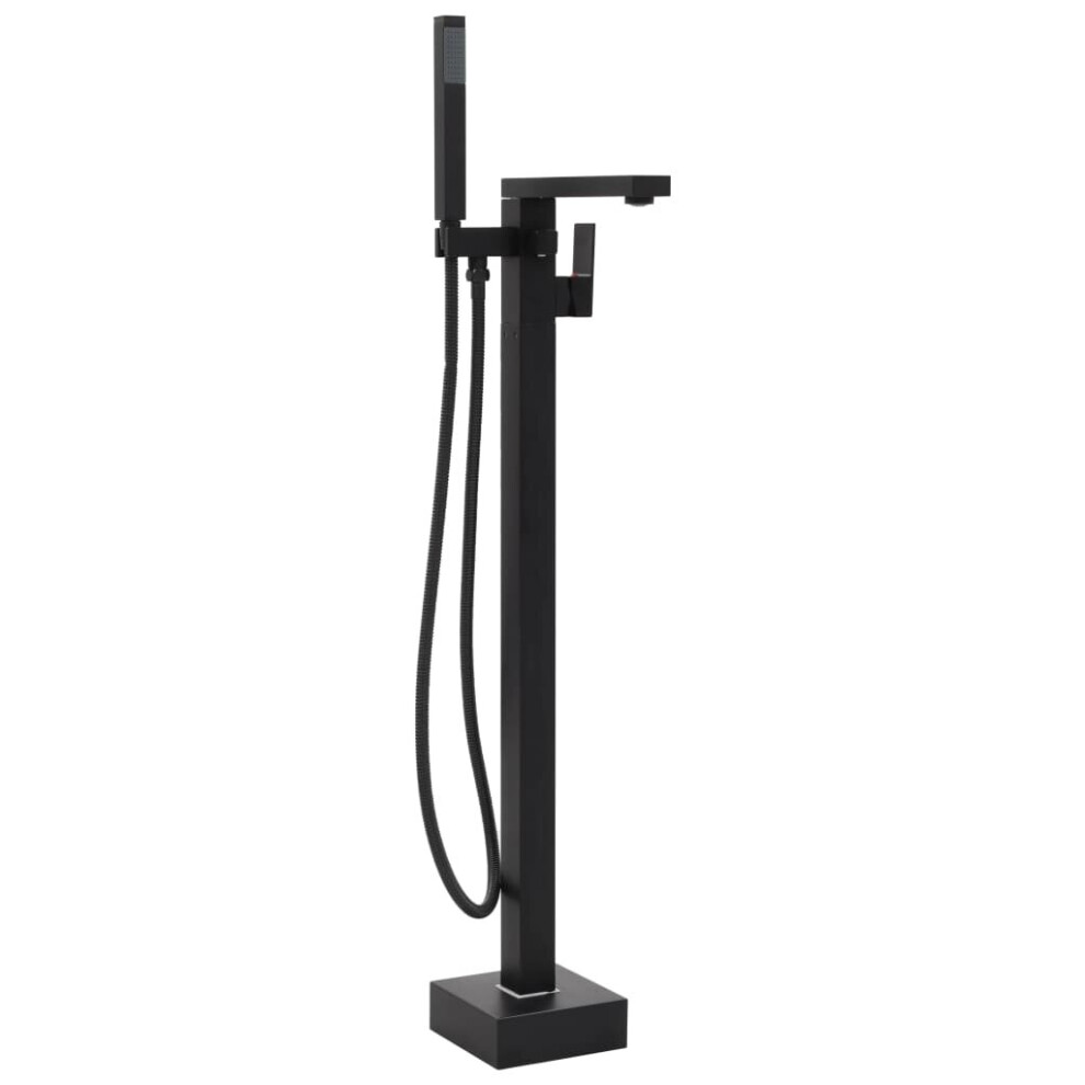Vidaxl Freestanding Bathtub Faucet Black Stainless Steel Bathroom Tub Tap 8719883685472