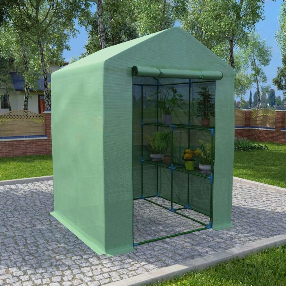 vidaXL Greenhouse with Shelves Steel 143x143x195cm Tomato House Warmhouse