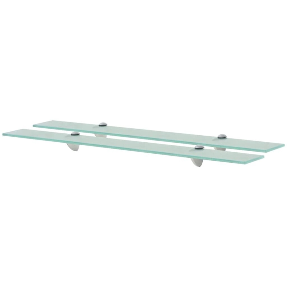Vidaxl 2X Floating Shelves Glass 80X10cm 8Mm Wall Mounted Shelf Display Stand