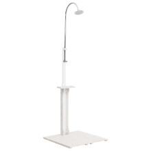 vidaXL Garden Shower White Wood Outdoor Patio Swimming Poolside Showering Bath