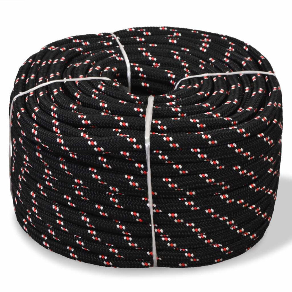 Vidaxl Marine Rope Polypropylene 12Mm 50M Black Weatherproof Lifting Swing 8718475559337