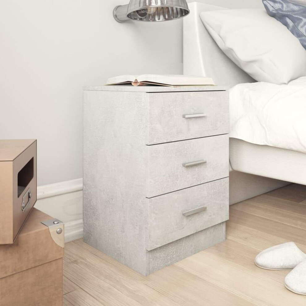 vidaXL Bedside Cabinet Concrete Grey Engineered Wood Bedroom Nightstand Table