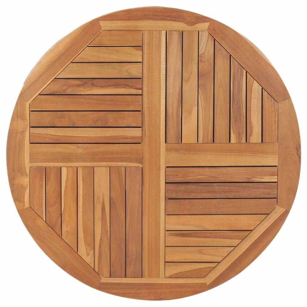 vidaXL Solid Teak Wood Table Top Round 90cm Wooden Replacement Dining Tops