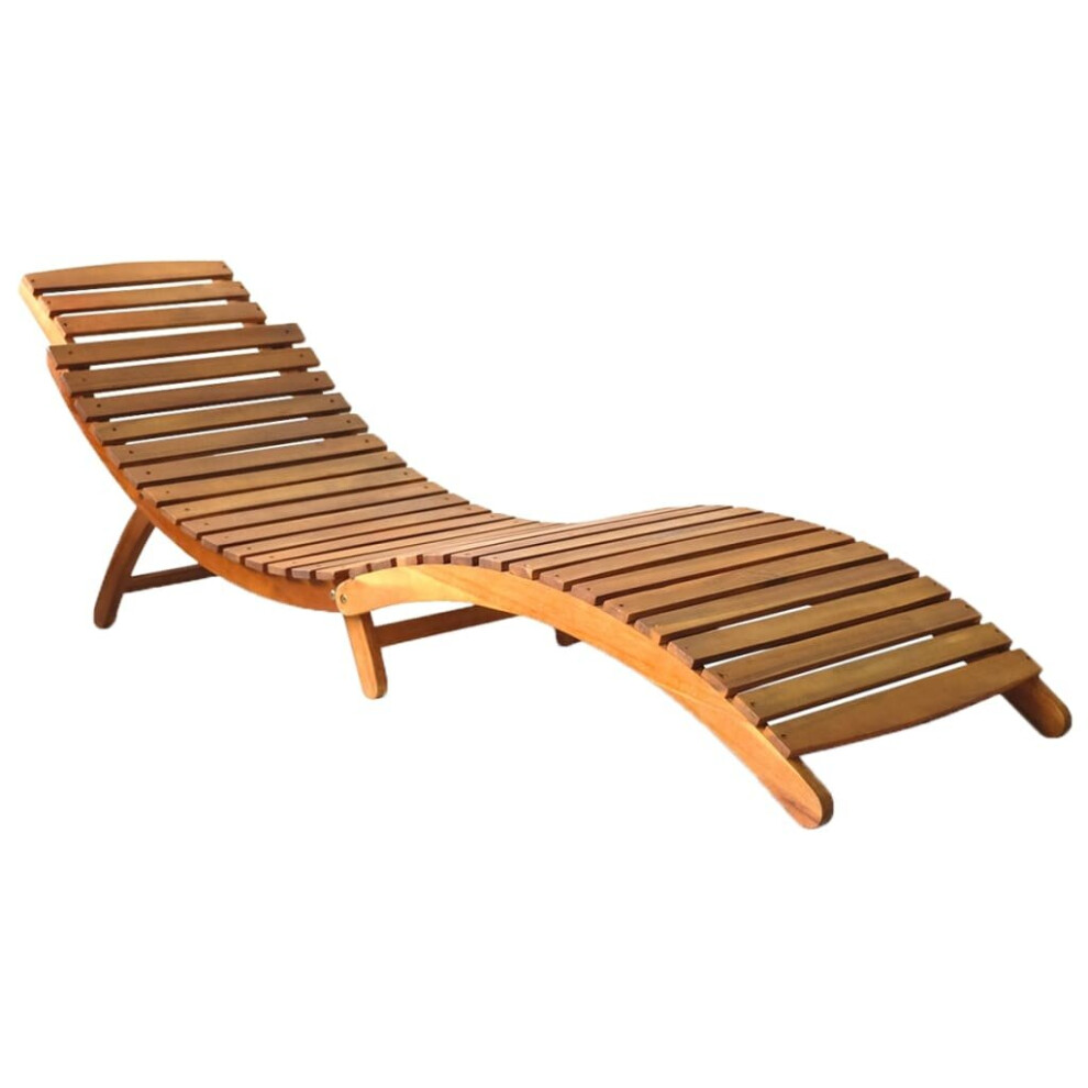 vidaXL Solid Acacia Wood Sun Lounger Brown Backyard Outdoor Lounge Day Sun Bed