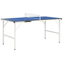 vidaXL 5 Feet Ping Pong Table with Net Blue Tennis Game Indoor Gaming Table