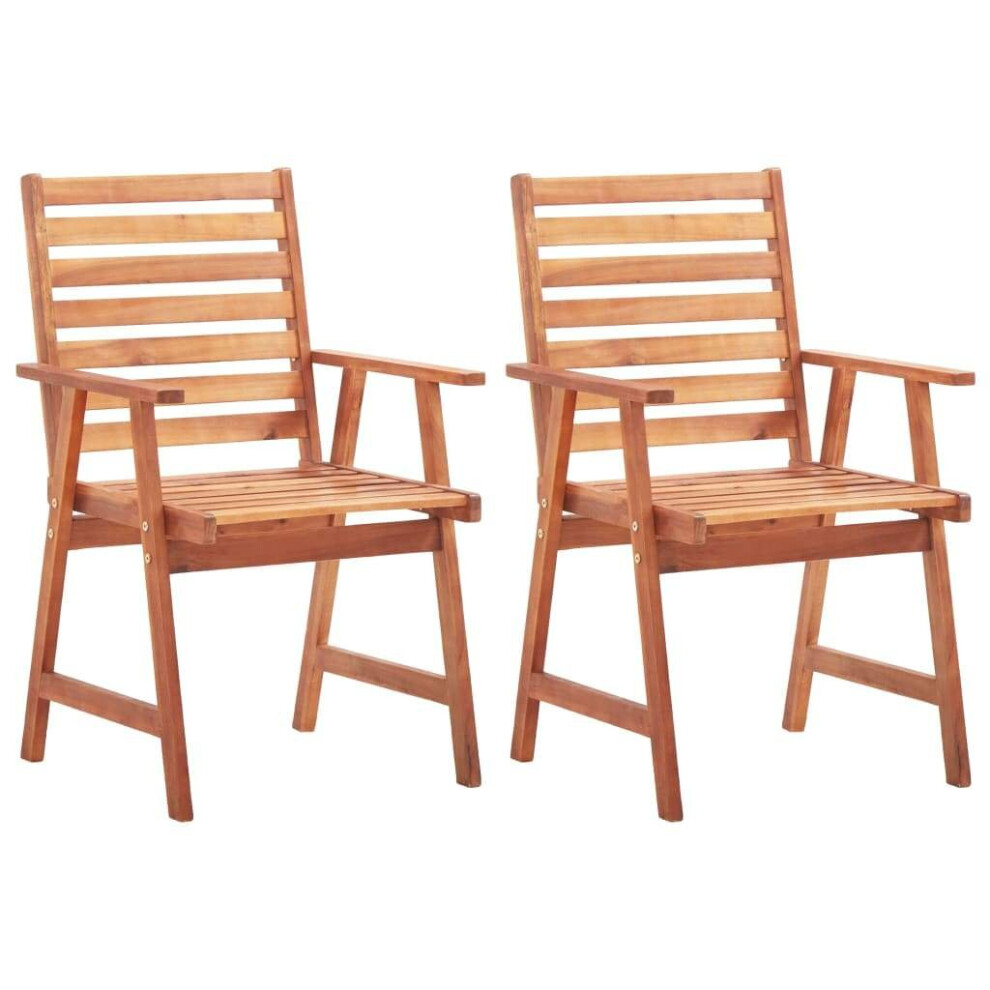 vidaXL 2x Solid Acacia Wood Outdoor Dining Chairs Garden Patio Dinner Chairs