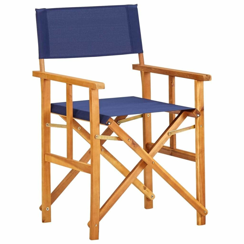 vidaXL Solid Acacia Wood Director's Chairs Blue Folding Dining Patio Chairs