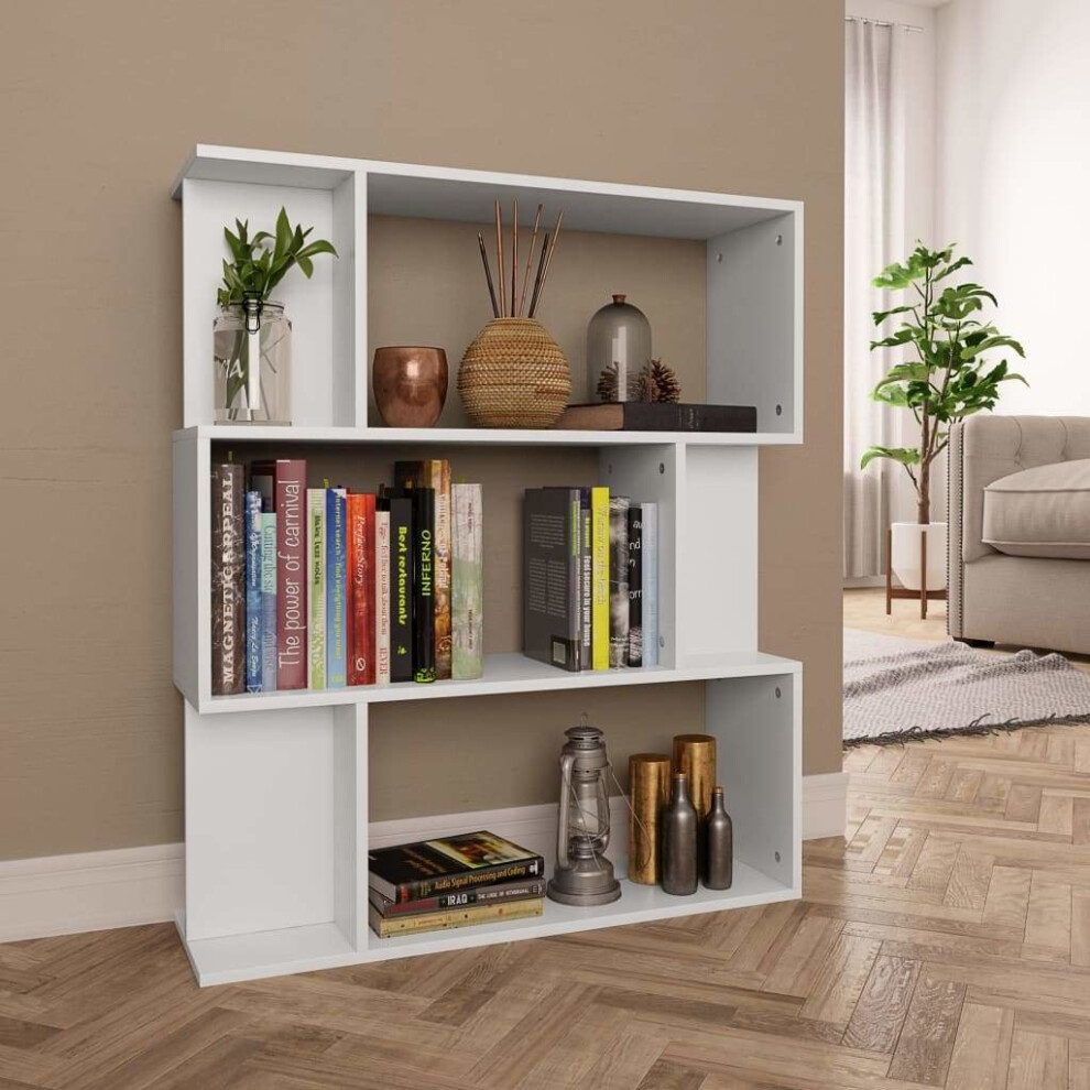 vidaXL Book Cabinet/Room Divider White Engineered Wood Home Standing Shelf